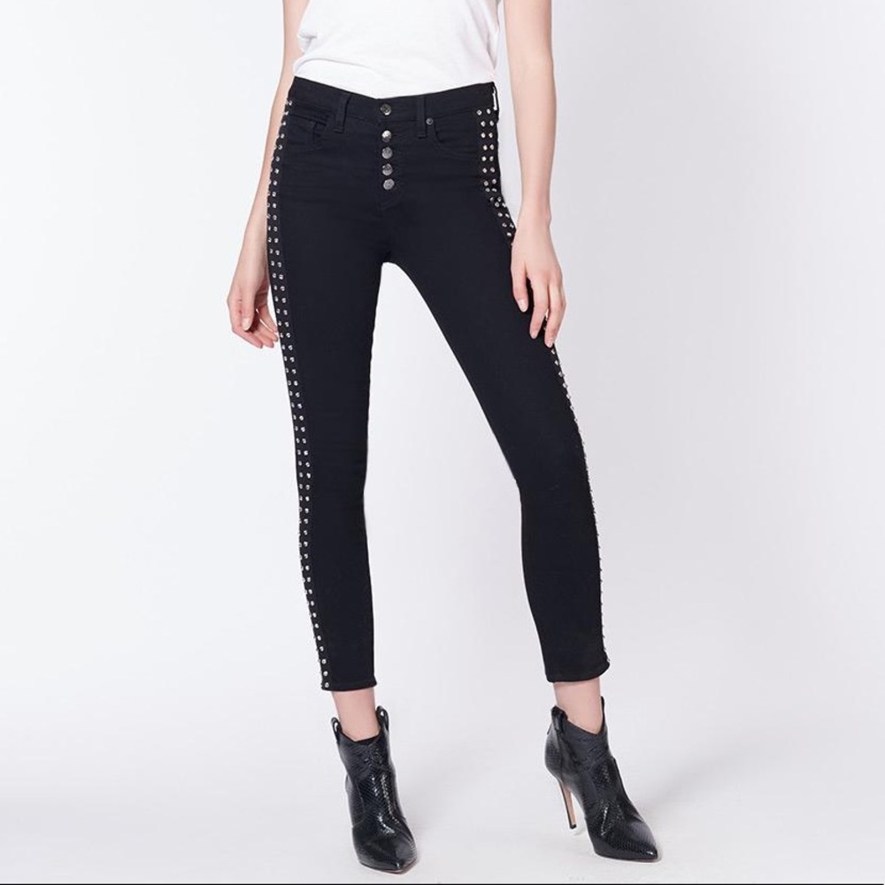 Veronica Beard Debbie Rhinestone Skinny Jeans Raven Black